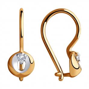 Золотые серьги Diamant с фианитом 51-120-00513-1 фото