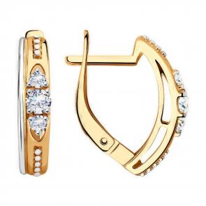 Золотые серьги Diamant с фианитом 51-120-00521-1 фото