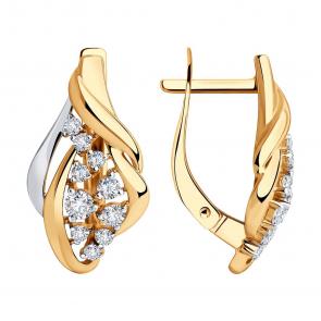 Золотые серьги Diamant с фианитом 51-120-00601-1 фото