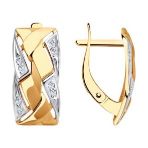 Золотые серьги Diamant с фианитом 51-120-00628-1 фото