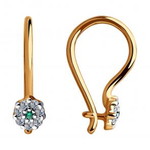 Золотые серьги Diamant с фианитом 51-120-00676-1 фото
