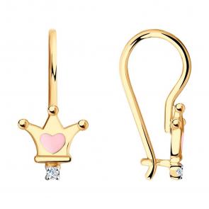 Золотые серьги Diamant с фианитом и эмалью 51-120-00685-1 фото