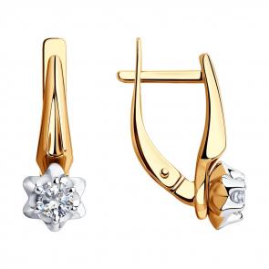 Золотые серьги Diamant с фианитом 51-120-00734-1 фото