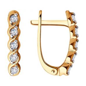 Золотые серьги Diamant с фианитом 51-120-00742-1 фото