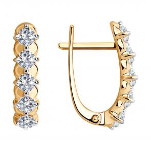 Золотые серьги Diamant с фианитом 51-120-00746-1 фото