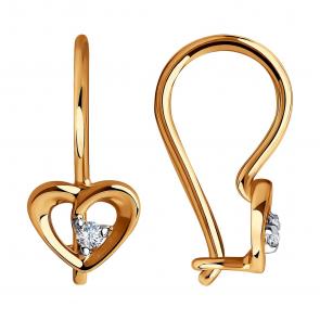 Золотые серьги Diamant с фианитом 51-120-00748-1 фото