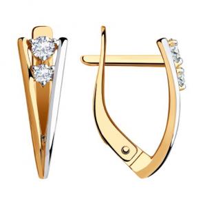 Золотые серьги Diamant с фианитом 51-120-00755-1 фото
