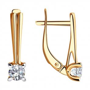 Золотые серьги Diamant с фианитом 51-120-00782-1 фото
