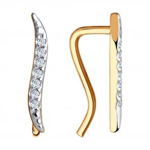 Золотые серьги Diamant с фианитом 51-120-00814-1 фото