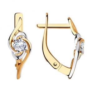 Золотые серьги Diamant с фианитом 51-120-00815-1 фото