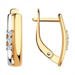 Золотые серьги Diamant с фианитом 51-120-00822-1 фото