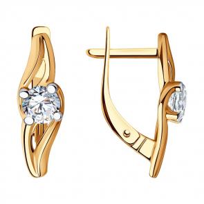 Золотые серьги Diamant с фианитом 51-120-00837-1 фото