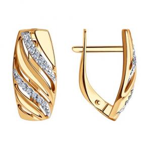 Золотые серьги Diamant с фианитом 51-120-00838-1 фото