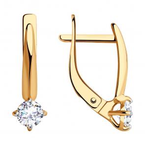 Золотые серьги Diamant с фианитом 51-120-00893-1 фото