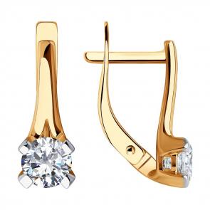 Золотые серьги Diamant с фианитом 51-120-00896-1 фото