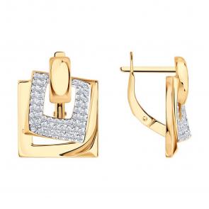 Золотые серьги Diamant с фианитом 51-120-00906-1 фото