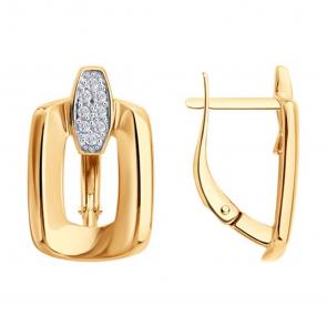 Золотые серьги Diamant с фианитом 51-120-00907-1 фото