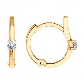 Золотые серьги Diamant с фианитом 51-120-00934-1 фото