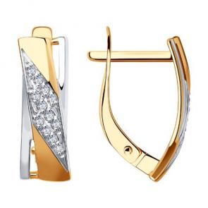 Золотые серьги Diamant с фианитом 51-120-00950-1 фото