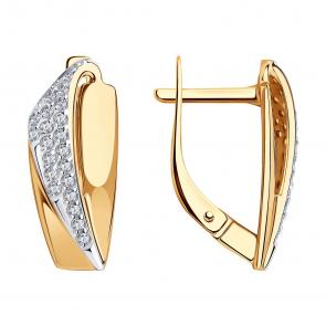 Золотые серьги Diamant с фианитом 51-120-00956-1 фото