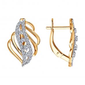 Золотые серьги Diamant с фианитом 51-120-01025-1 фото