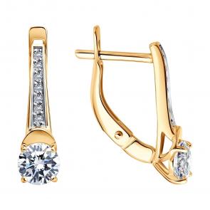 Золотые серьги SOKOLOV с фианитом 51-120-01026-1 фото