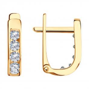 Золотые серьги Diamant с фианитом 51-120-01233-1 фото