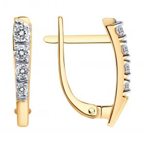 Золотые серьги SOKOLOV с фианитом 51-120-01328-1 фото