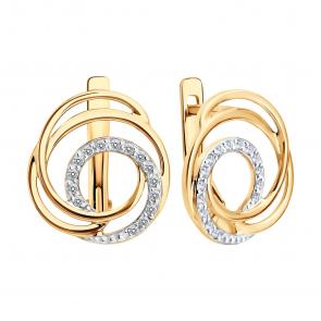 Золотые серьги Diamant с фианитом 51-120-01371-1 фото