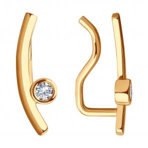 Золотые серьги Diamant с фианитом 51-120-01372-1 фото