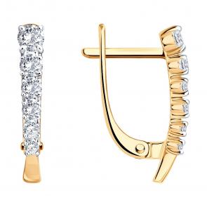 Золотые серьги SOKOLOV с фианитом 51-120-01376-1 фото