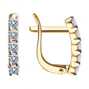 Золотые серьги Diamant с фианитом 51-120-01454-1 фото