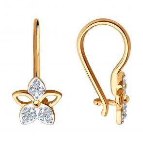 Золотые серьги Diamant с фианитом 51-120-01485-1 фото