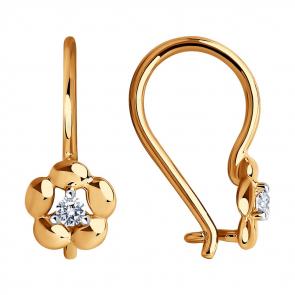 Золотые серьги Diamant с фианитом 51-120-01487-1 фото