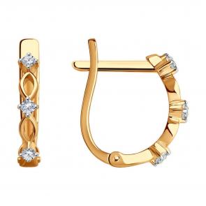 Золотые серьги Diamant с фианитом 51-120-01488-1 фото