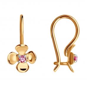 Золотые серьги Diamant с фианитом 51-120-01493-2 фото