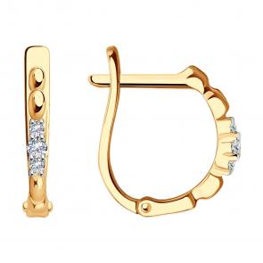 Золотые серьги Diamant с фианитом 51-120-01495-1 фото