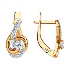 Золотые серьги Diamant с фианитом 51-120-01501-1 фото