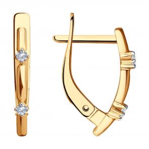 Золотые серьги Diamant с фианитом 51-120-01506-1 фото