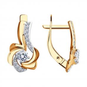 Золотые серьги Diamant с фианитом 51-120-01533-1 фото
