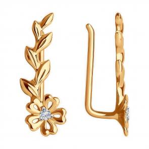 Золотые серьги Diamant с фианитом 51-120-01565-1 фото