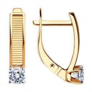 Золотые серьги Diamant с фианитом 51-120-01571-1 фото