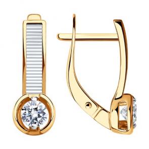 Золотые серьги Diamant с фианитом 51-120-01573-1 фото