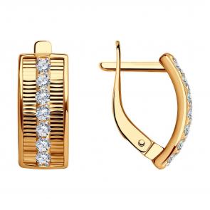 Золотые серьги Diamant с фианитом 51-120-01581-1 фото