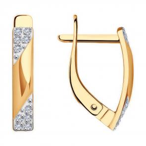 Золотые серьги Diamant с фианитом 51-120-01609-1 фото