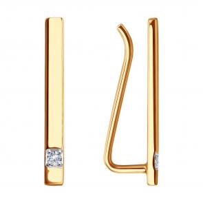 Золотые серьги Diamant с фианитом 51-120-01634-1 фото