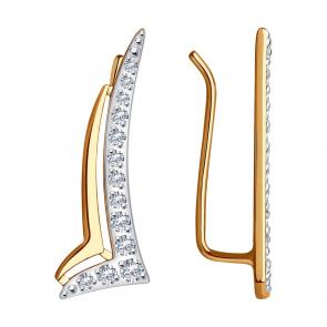 Золотые серьги Diamant с фианитом 51-120-01635-1 фото