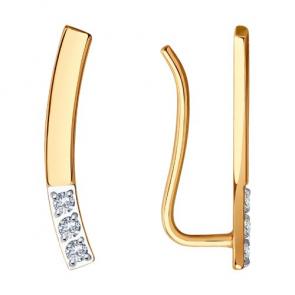 Золотые серьги Diamant с фианитом 51-120-01646-1 фото