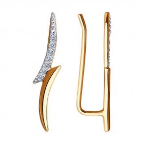 Золотые серьги Diamant с фианитом 51-120-01648-1 фото