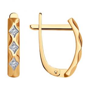 Золотые серьги Diamant с фианитом 51-120-01685-1 фото